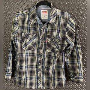Levi’s Youth Button-up Flannel Cotton Shirt Medium Size 10-12 EXCELLENT LIKE NEW